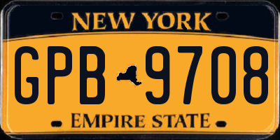 NY license plate GPB9708