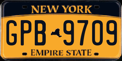 NY license plate GPB9709