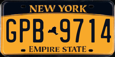 NY license plate GPB9714