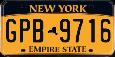 NY license plate GPB9716