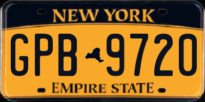 NY license plate GPB9720