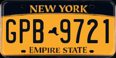 NY license plate GPB9721