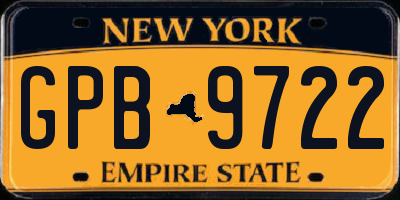 NY license plate GPB9722