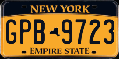 NY license plate GPB9723