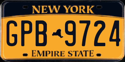 NY license plate GPB9724