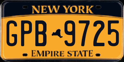 NY license plate GPB9725