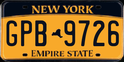 NY license plate GPB9726