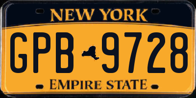 NY license plate GPB9728