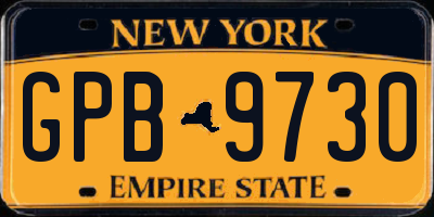 NY license plate GPB9730