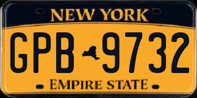 NY license plate GPB9732