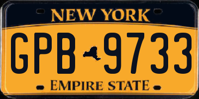 NY license plate GPB9733