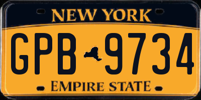 NY license plate GPB9734