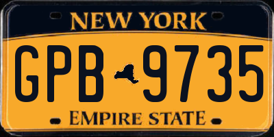 NY license plate GPB9735