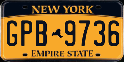 NY license plate GPB9736