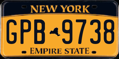 NY license plate GPB9738