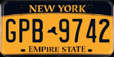 NY license plate GPB9742