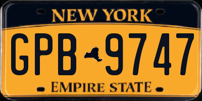 NY license plate GPB9747