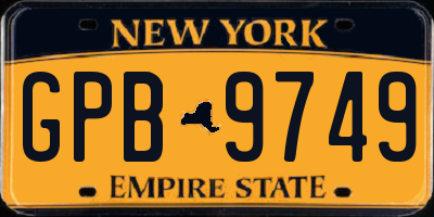 NY license plate GPB9749