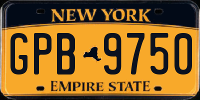 NY license plate GPB9750