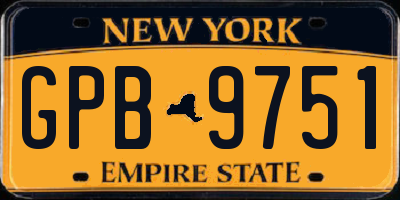 NY license plate GPB9751