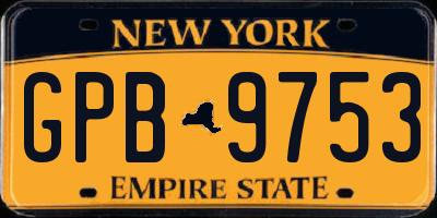 NY license plate GPB9753