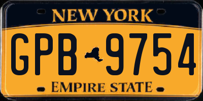 NY license plate GPB9754