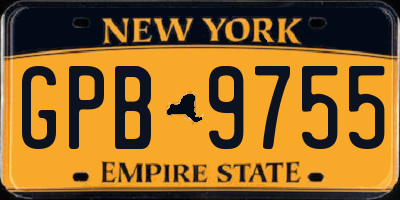 NY license plate GPB9755