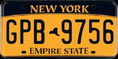 NY license plate GPB9756