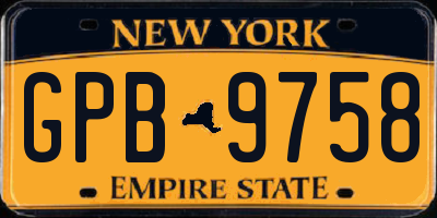 NY license plate GPB9758