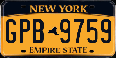 NY license plate GPB9759