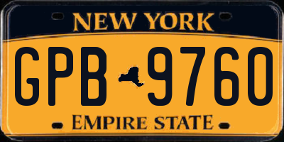 NY license plate GPB9760