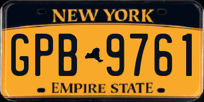 NY license plate GPB9761