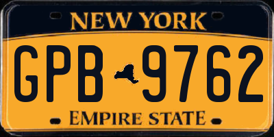 NY license plate GPB9762