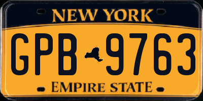 NY license plate GPB9763