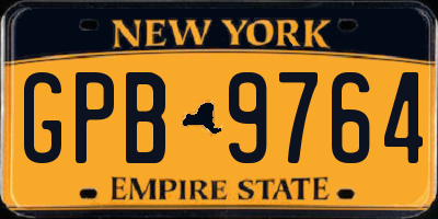 NY license plate GPB9764