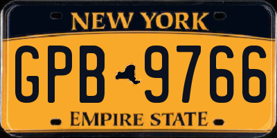 NY license plate GPB9766
