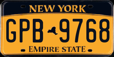 NY license plate GPB9768