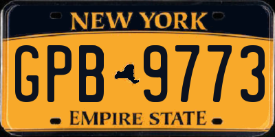 NY license plate GPB9773