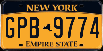 NY license plate GPB9774