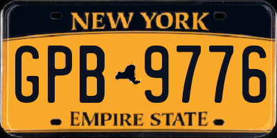 NY license plate GPB9776