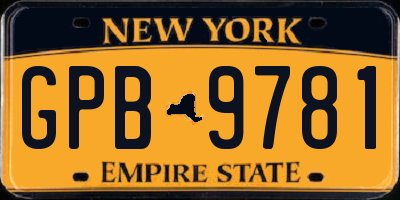 NY license plate GPB9781
