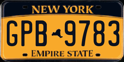 NY license plate GPB9783