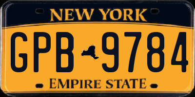 NY license plate GPB9784