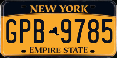 NY license plate GPB9785