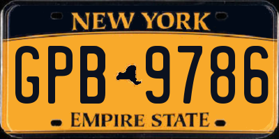 NY license plate GPB9786