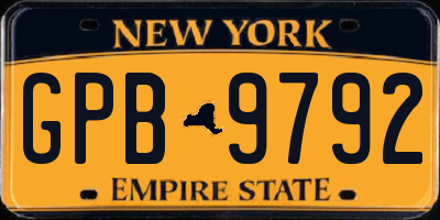 NY license plate GPB9792