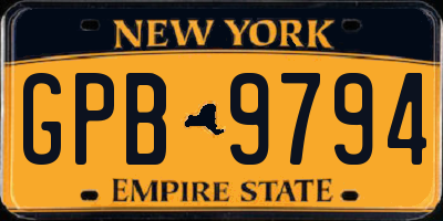 NY license plate GPB9794