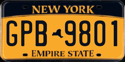 NY license plate GPB9801