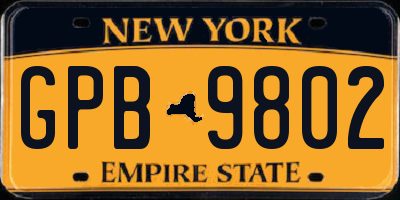 NY license plate GPB9802