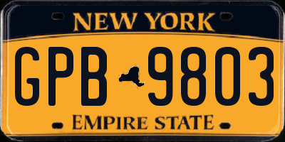 NY license plate GPB9803